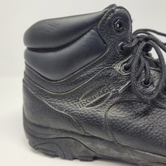 Iron Age Boots Mens 10 Black Leather Work Trencher Composite Toe IA5007 - Picture 7 of 10